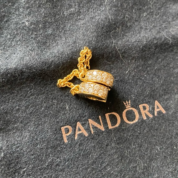 Pandora Clear Pavé Safety Chain Clip Charm - Picture 1 of 2